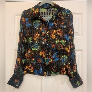 Vintage Violet & Claire Mesh  Butterfly & Floral Medium Blouse.           2851-X